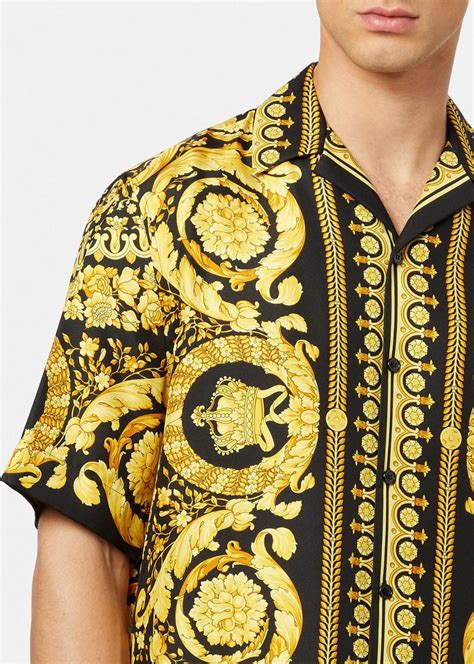 chemise versace homme soie|Chemise Barocco en soie .